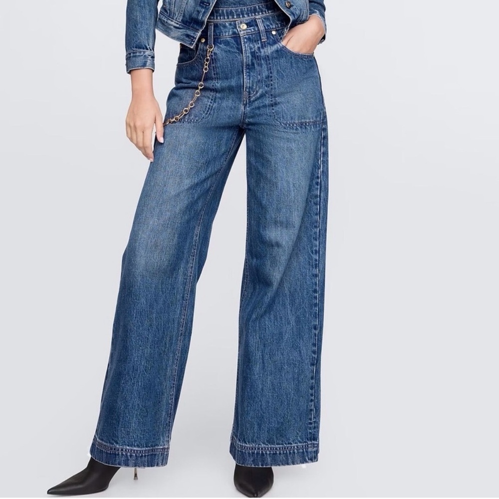 Cult Gaia Gap Collab Denim High Rise Stride Chain Jeans Wide Leg size 29